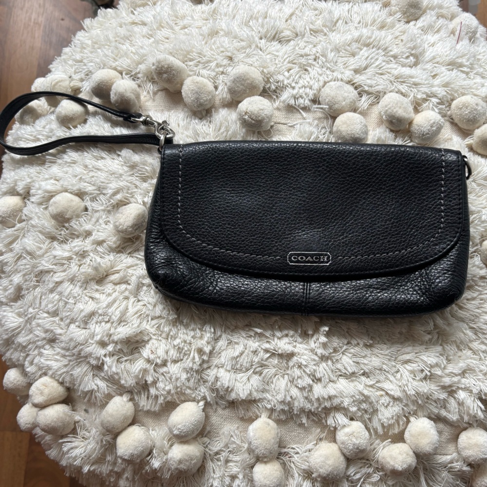 Coach | Black Pebbled Leather Wristlet